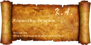 Kopeczky Aranka névjegykártya