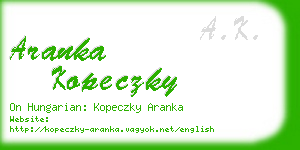 aranka kopeczky business card